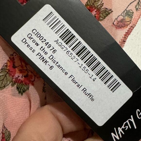 Nasty Gal NWT Grow The Distance Pink Floral Ruffle Maxi Dress Women’s Size 2 - Picture 8 of 10